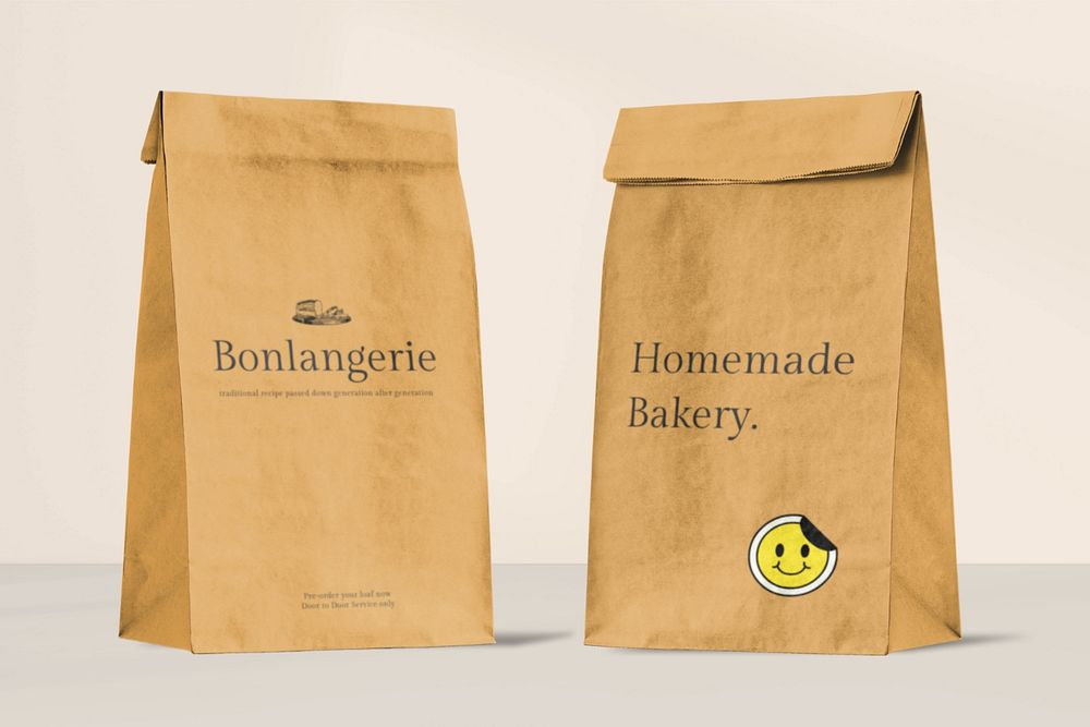 Paper bag mockup, editable design