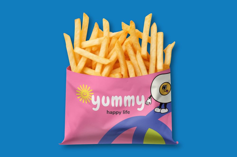 French fries bag  editable mockup 