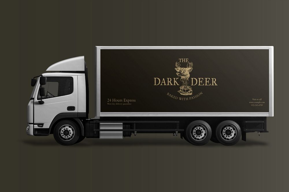 Trailer truck  editable mockup, realistic transporting vehicle 