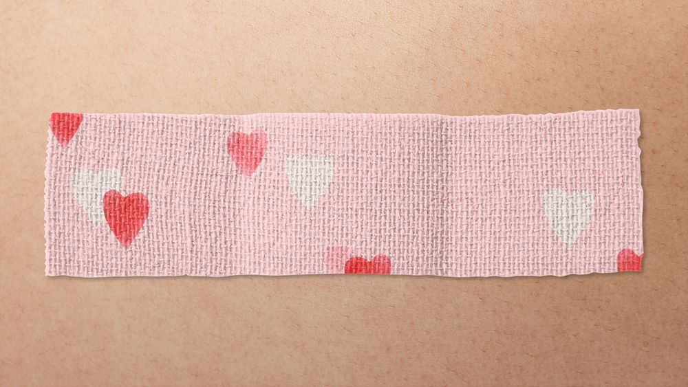 Pink heart band-aid mockup, editable design