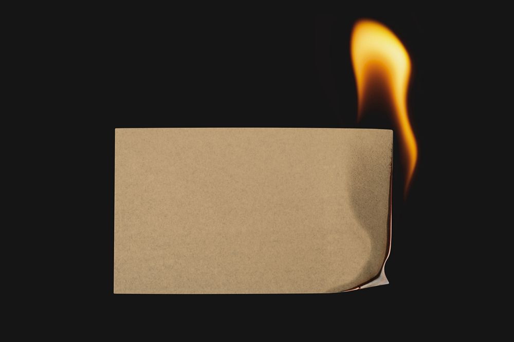 Burning paper mockup, editable design