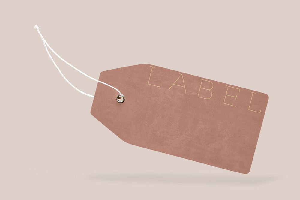 Editable label tag mockup, brown branding design