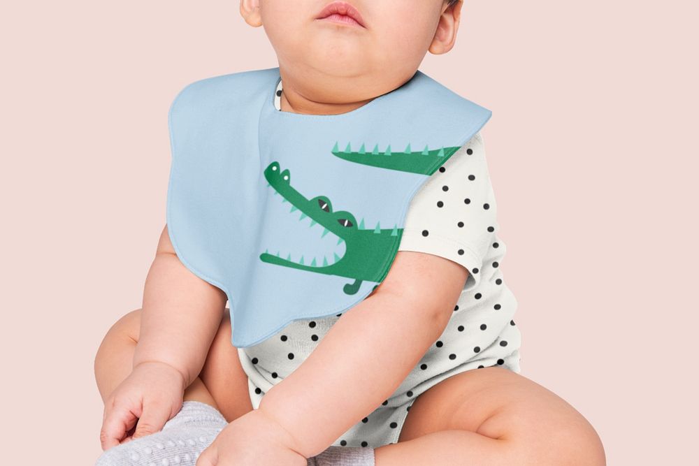 Kid's bib & romper mockup, editable design