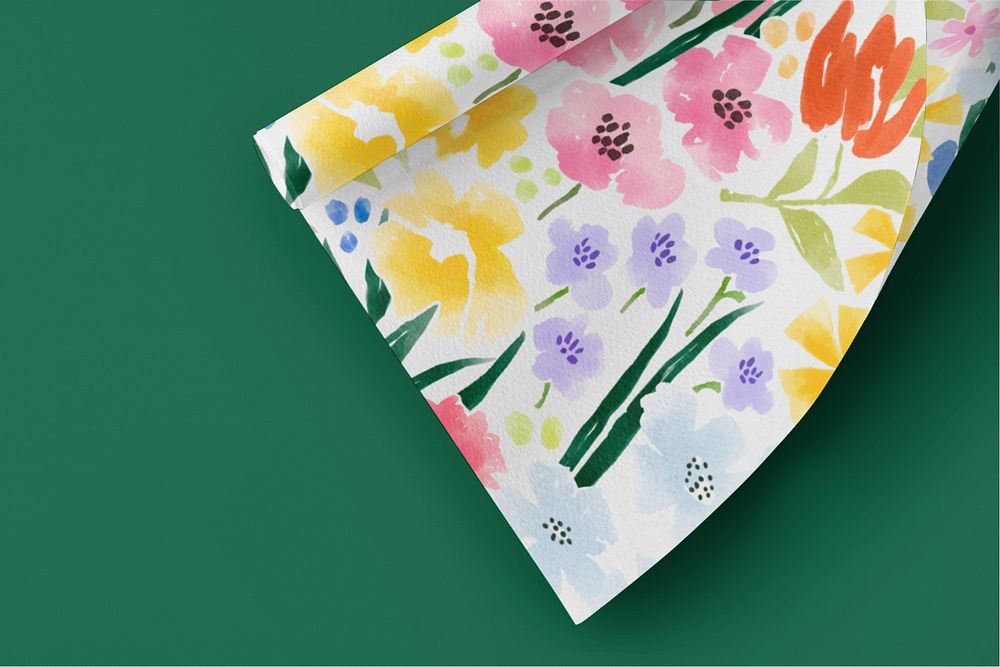 Gift wrapping paper  editable mockup, floral design