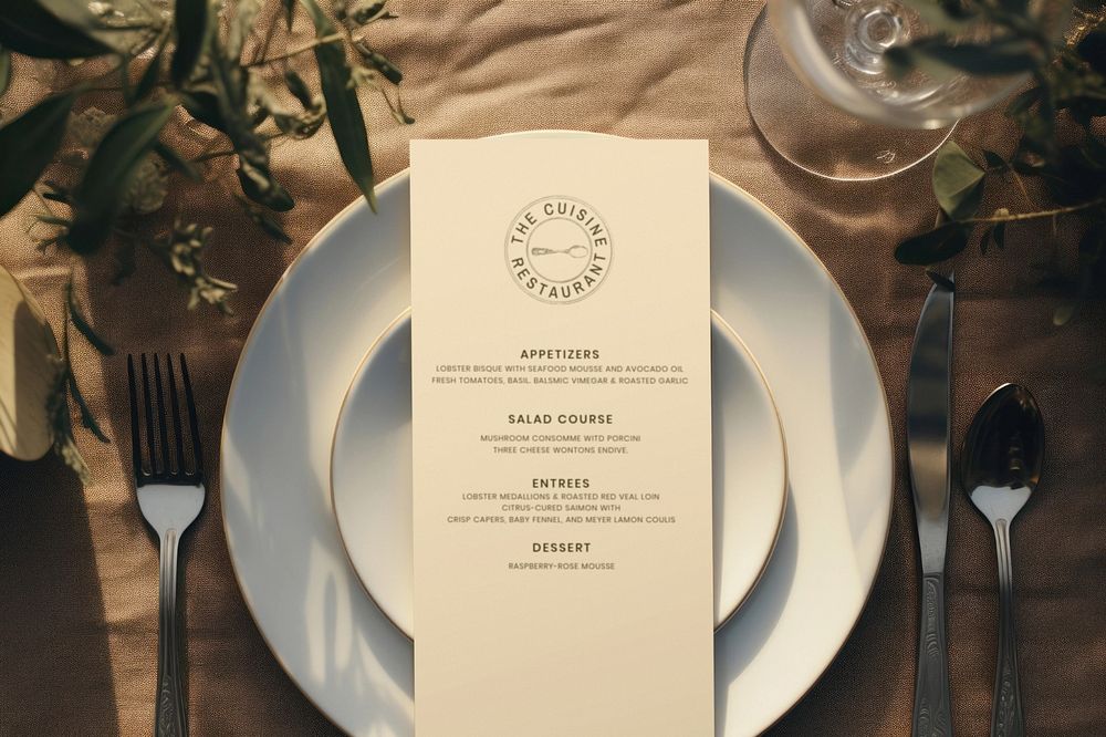 Restaurant menu card  editable mockup 