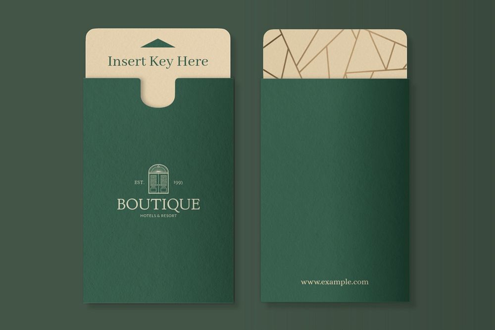 Hotel room key card mockup, editable design