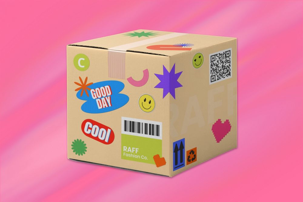 Cardboard box  editable mockup, packaging 