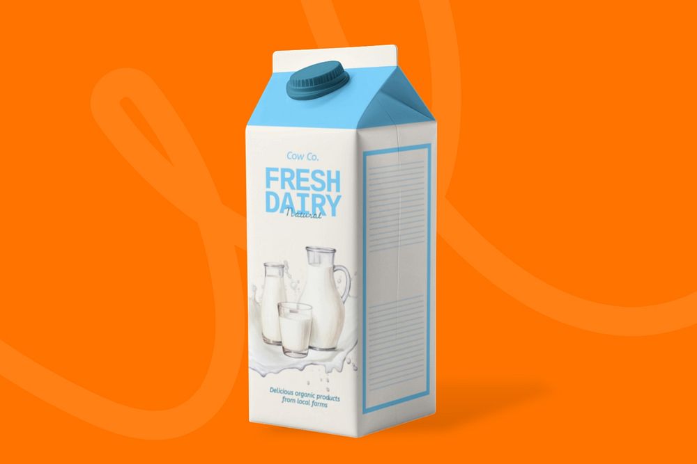 Milk carton  editable mockup, drink packaging 