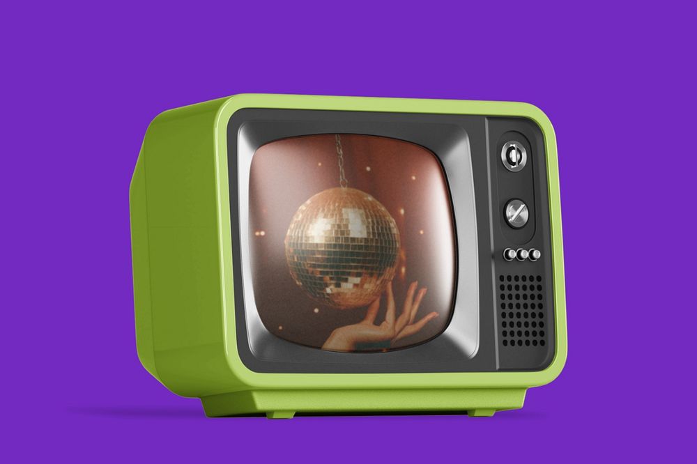 Retro TV screen editable mockup