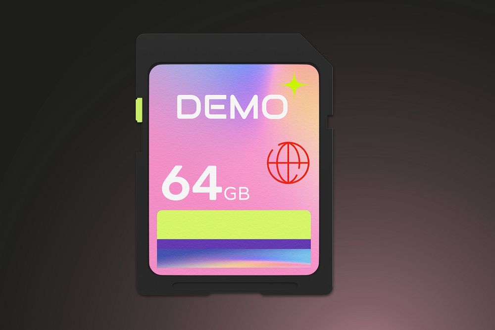 Memory card editable mockup, digital product design