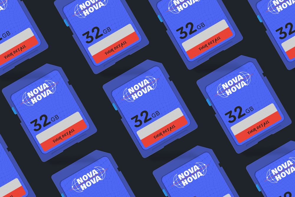 Memory card editable mockup, digital product design