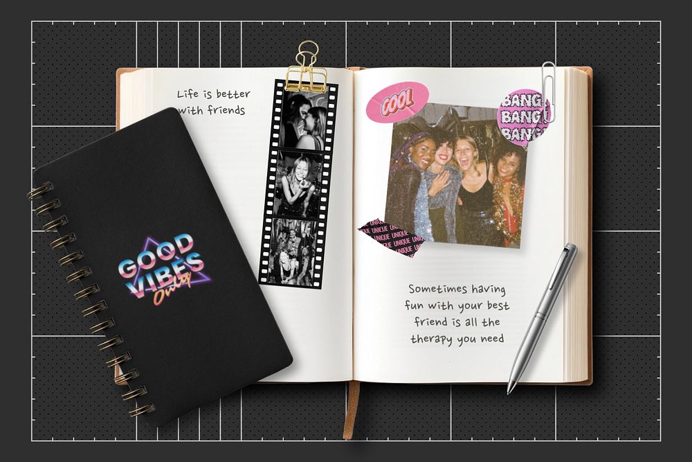 Collage journal notebook editable mockup