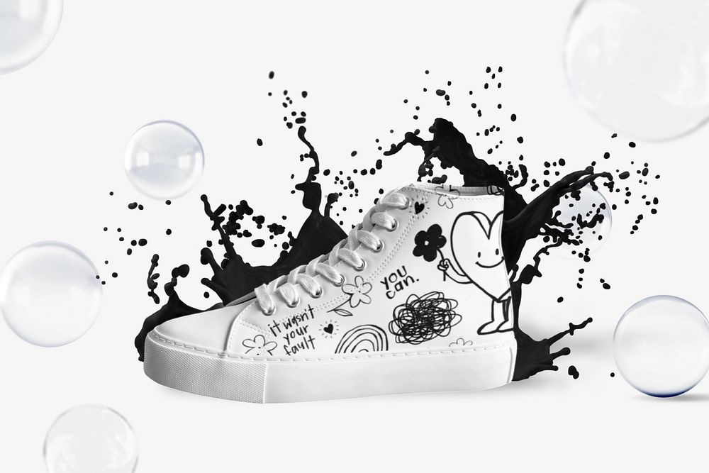 Cute doodle ankle sneaker editable mockup