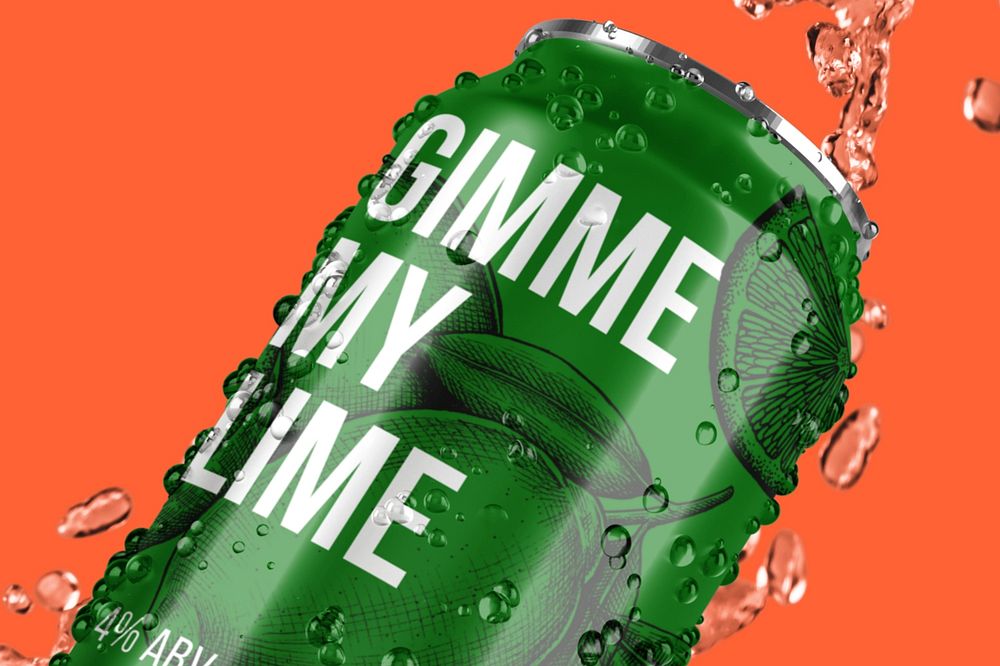 Soda can editable mockup, beverage packaging