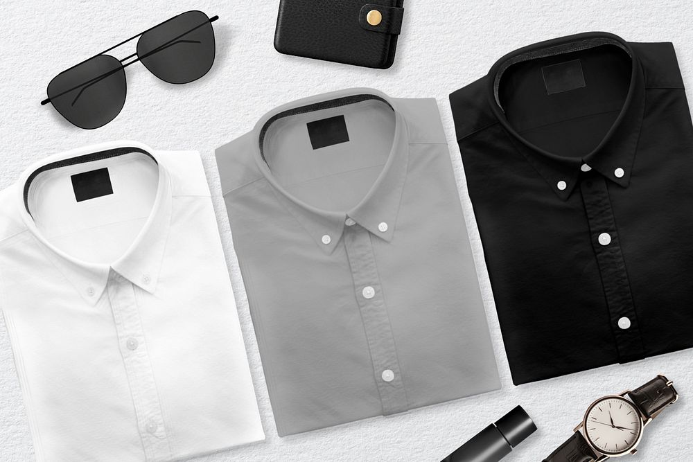 Folded men's shirts editable mockup, businesswear