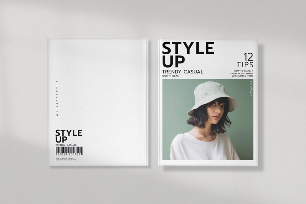 Fashion book cover in white editable mockup