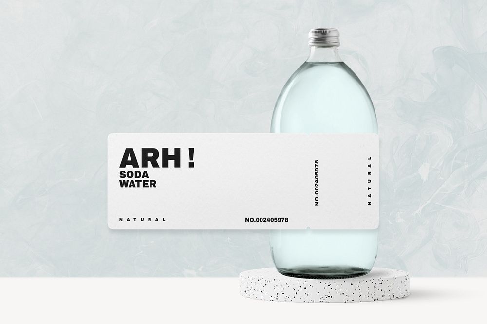 Soda water bottle label editable mockup