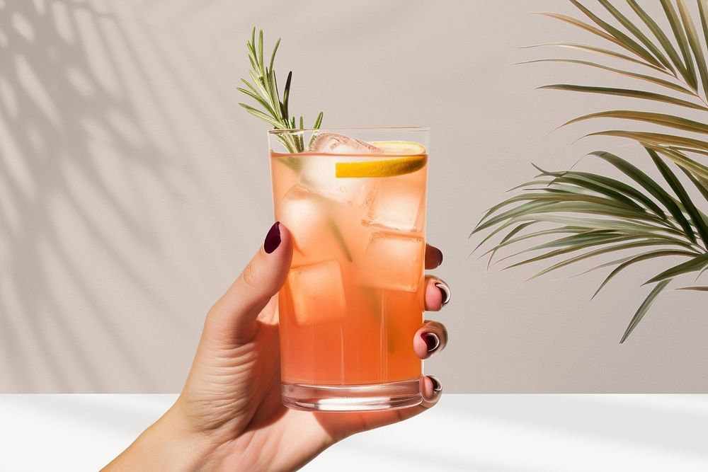 Editable cocktail glass, food business remix