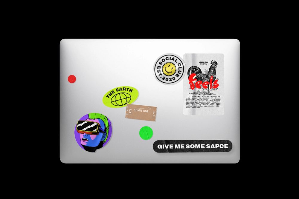 Editable stickers on laptop mockup