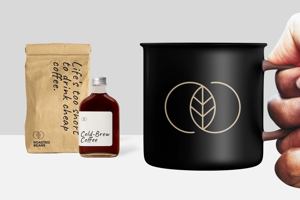 Editable coffee packaging, food business remix