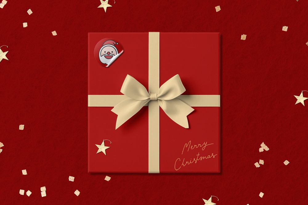 Editable Christmas gift box mockup