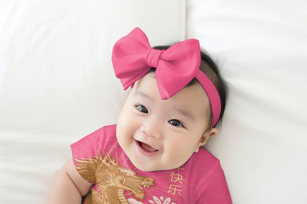 Babies' bow headband editable mockup 