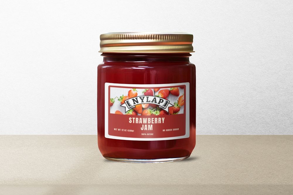 Jam jar editable mockup, food packaging