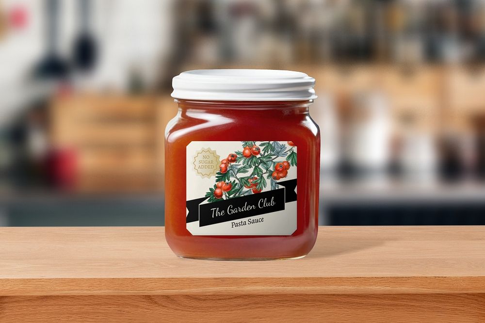 Glass jar editable mockup, food packaging