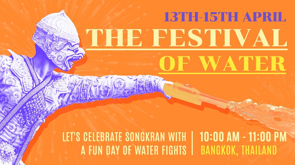 Songkran water festival blog banner template