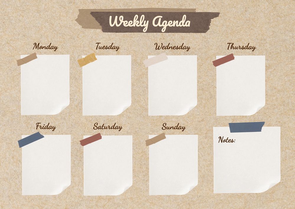 Weekly agenda planner template, editable design