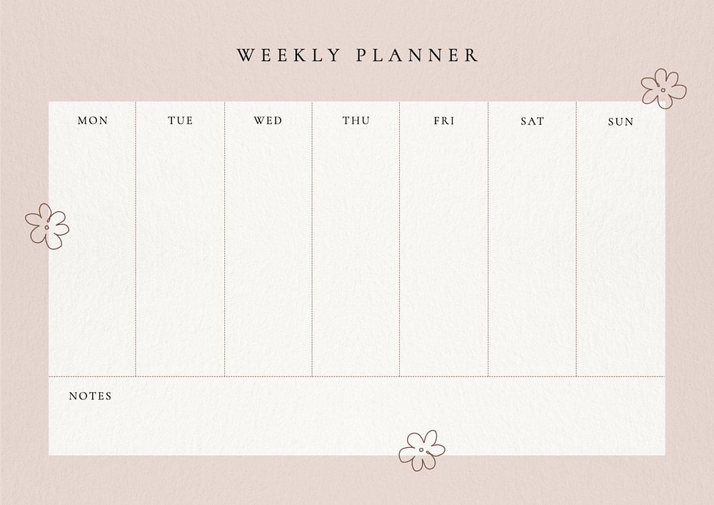 Weekly  planner template, editable design