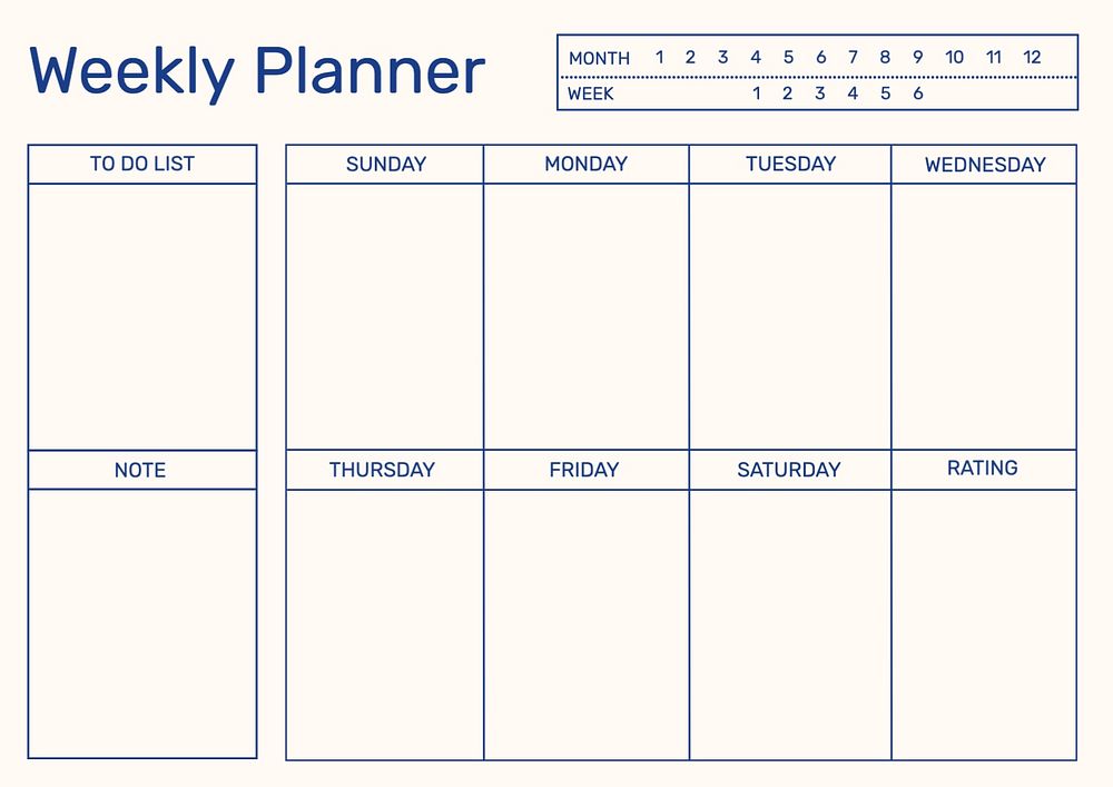 Weekly planner template, editable design