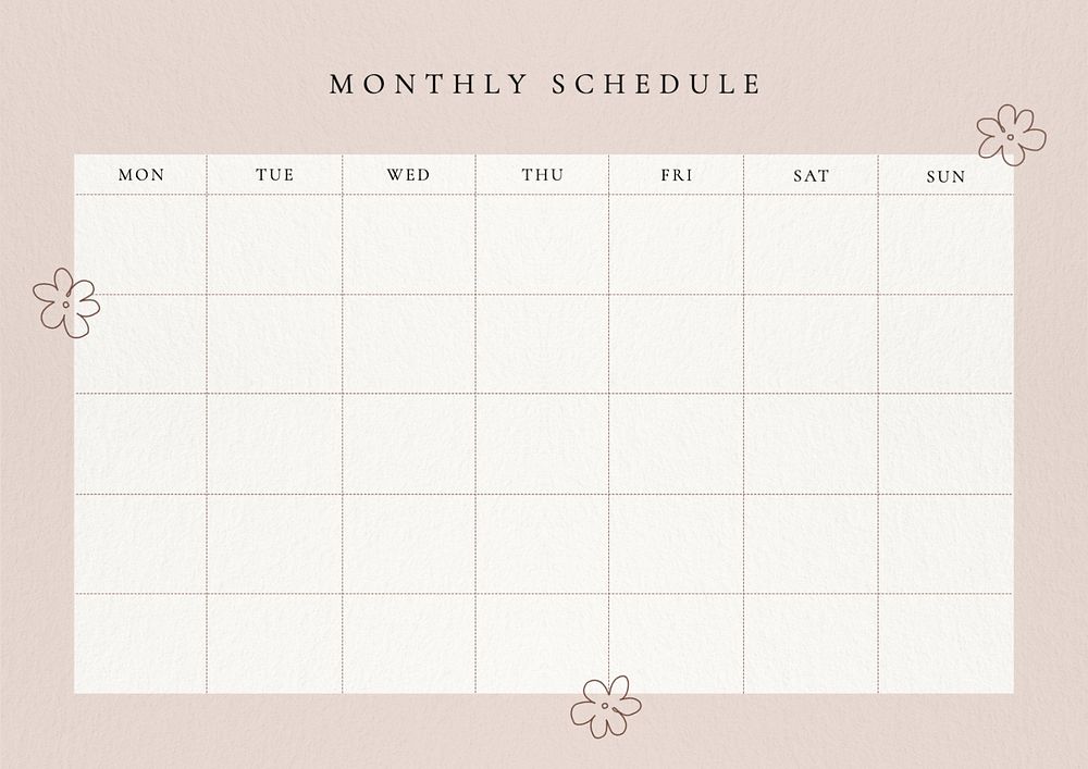 Monthly schedule planner template, editable design