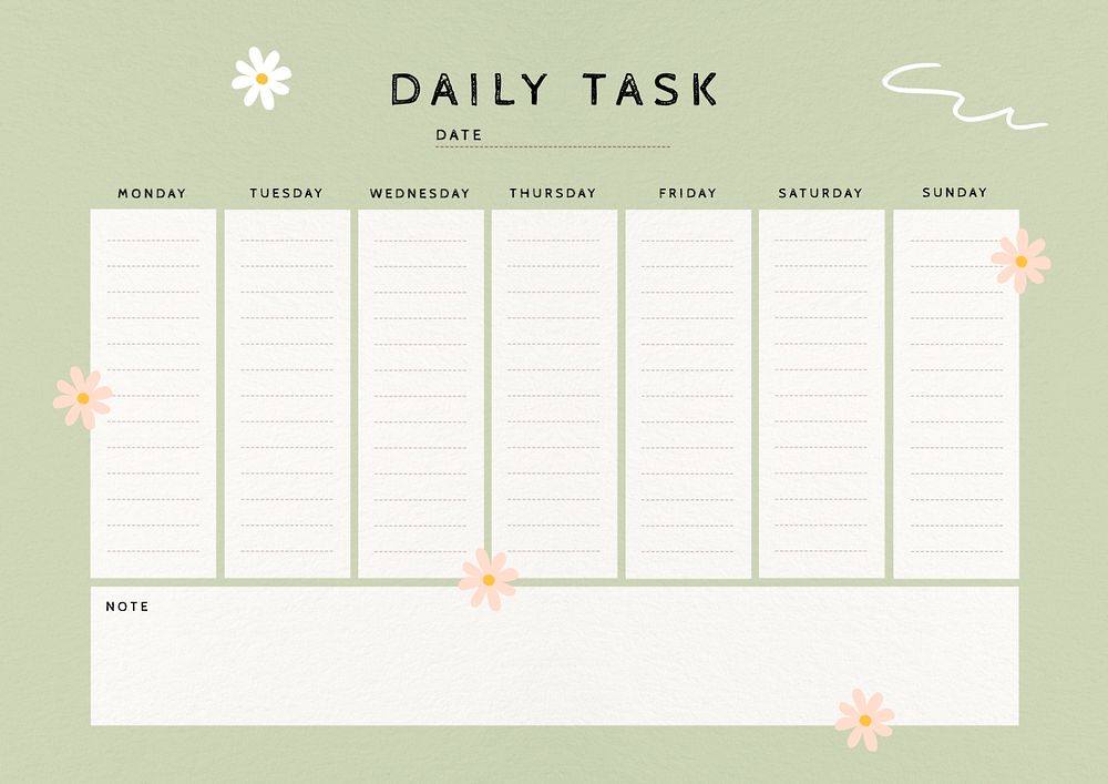 Daily task planner template, editable design