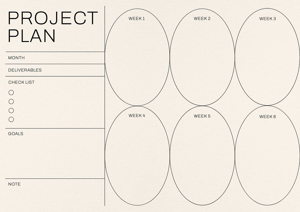 Project plan planner template, editable design