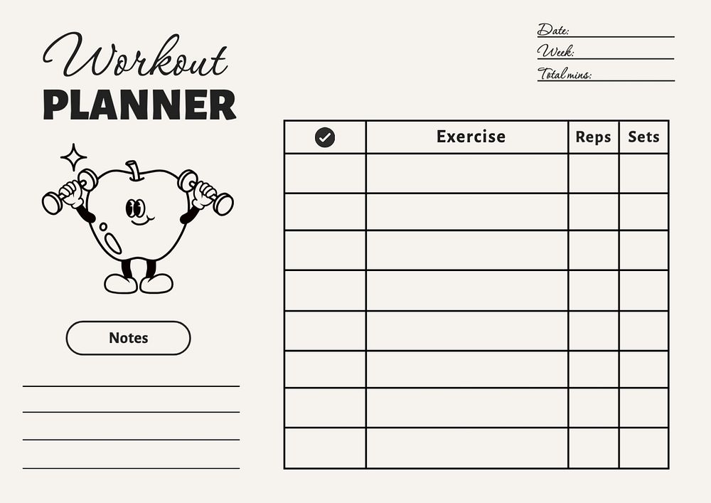 Workout planner template editable design Premium Editable Template