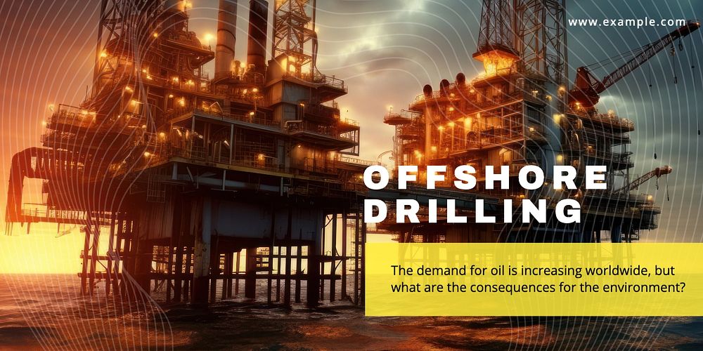 Offshore drilling Twitter post template, editable text