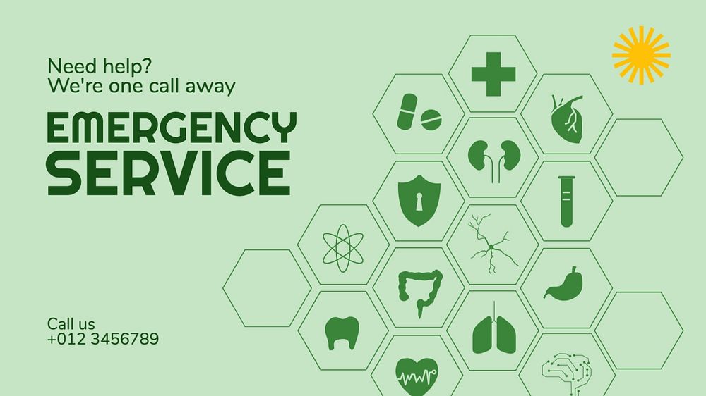 Emergency service  blog banner template, editable text