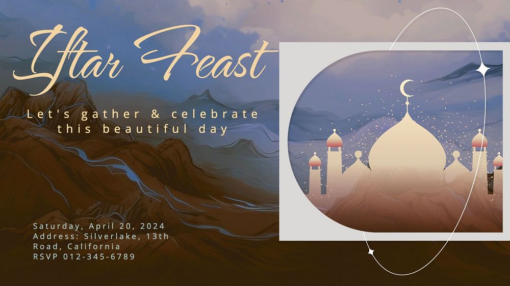 Ifta feast blog banner template, editable text