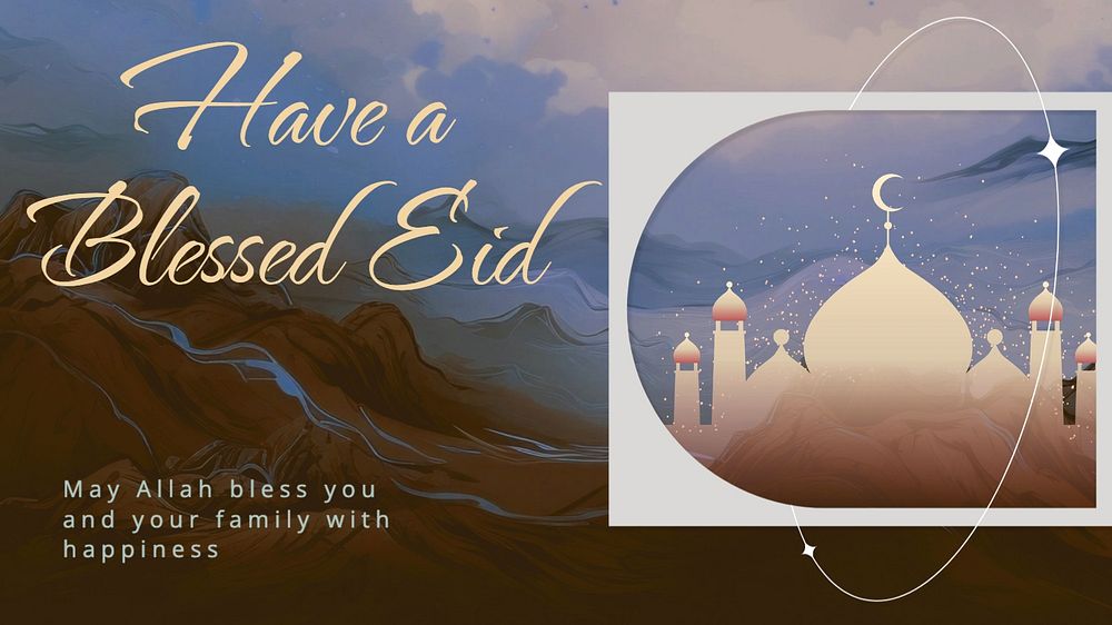 Eid Mubarak blog banner template, editable text