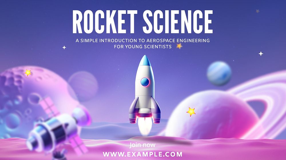 Rocket science  blog banner template, editable text