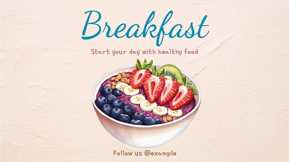 Breakfast blog banner template, editable text