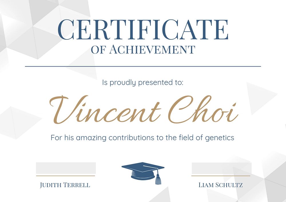 Certificate of achievement template, editable design