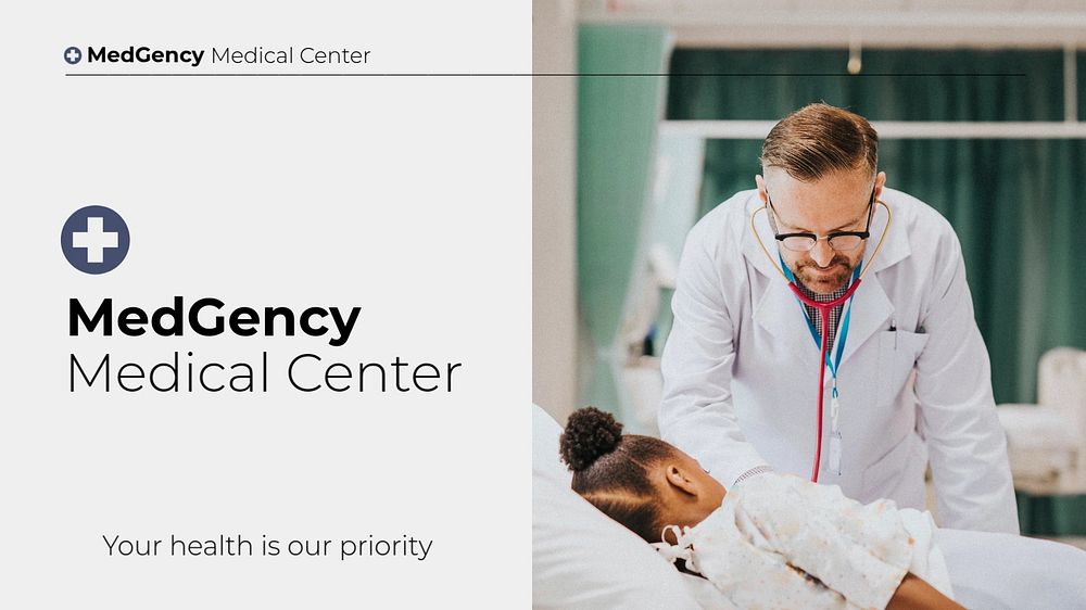 Medical center presentation slides template, hospital design set