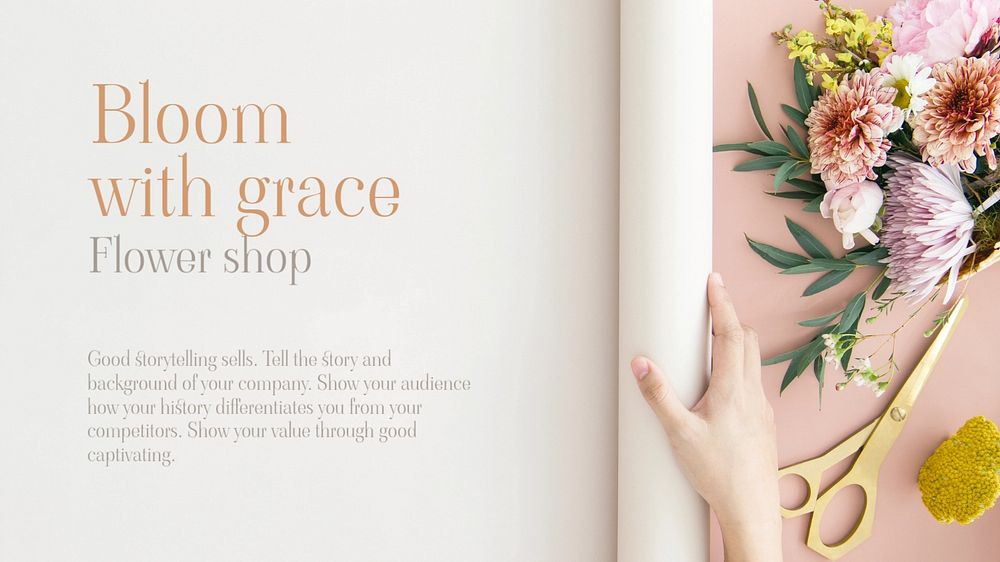 Flower shop YouTube thumbnail template, small business