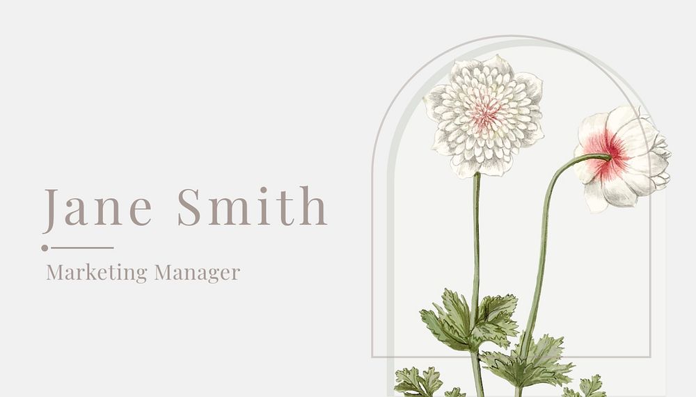 Vintage flowers business card template, editable text