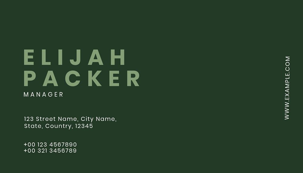 Green simple business card template