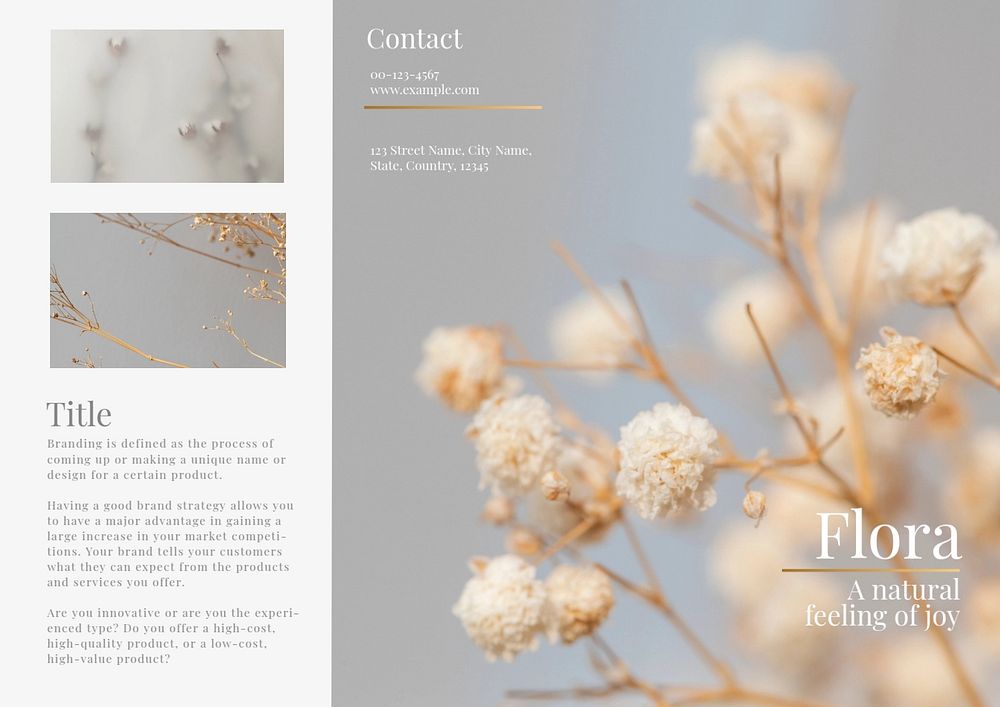 Flower shop brochure template, small business