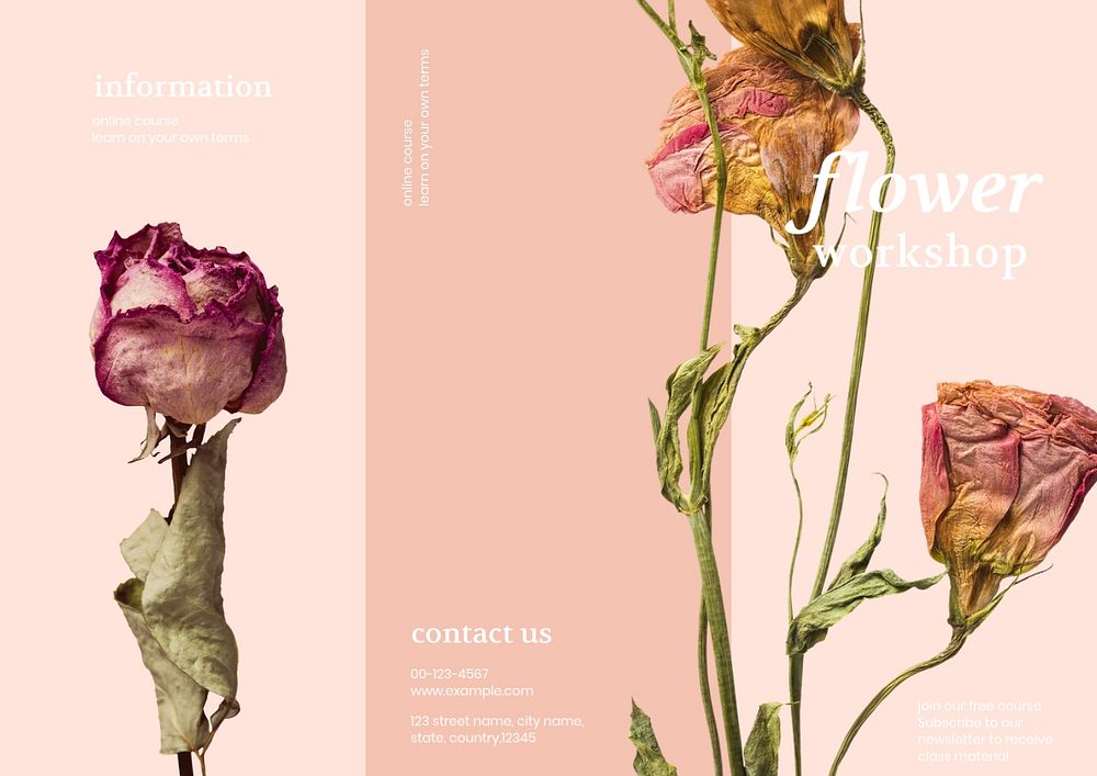 Flower workshop brochure template, feminine design