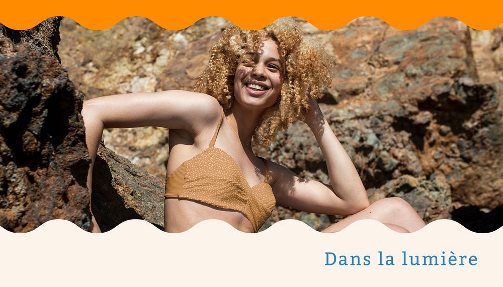 Swimwear brand business card template, editable text